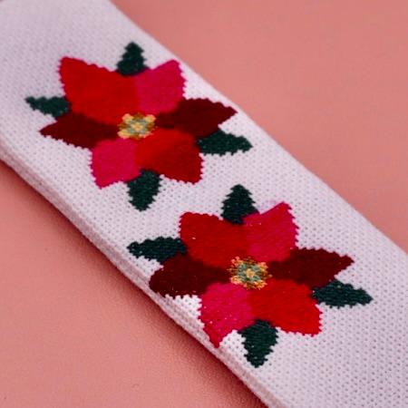 12月のしおり　ポインセチアの花　クロスステッチ刺繍 | 3枚目